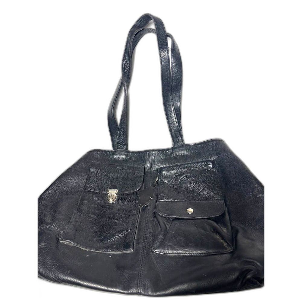 Roots Vintage Leather Purse Bag Shoulder Tote Quality Pockets Handbag Beaver